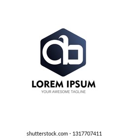 hexagonal letter ab ba geometric logo concept
