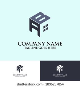 Letra exagerada vector de diseño del logotipo AB, bueno para la marca de la empresa inmobiliaria
