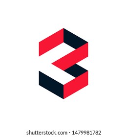 hexagonal Letter B and 3 icon, logo template .vector