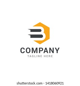 Hexagonal letter B geometric logo design template - Vector