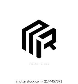 Hexagonal letter branding design MR