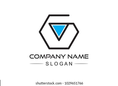 hexagonal letter g logo with triangle