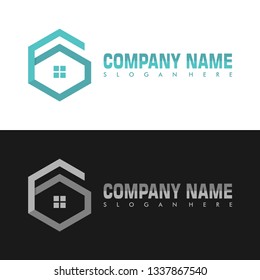 Hexagonal Letter G Real Estate Flat Monochrome Architecture Vector Logo