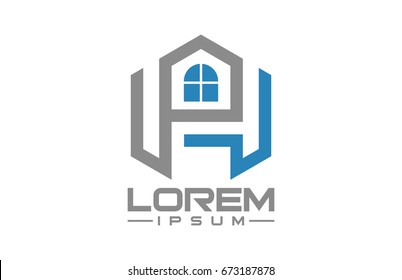 hexagonal letter h architecture logo