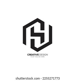 Hexagonal letter H S modern logo