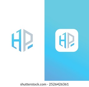 Hexagonal Letter HP Logo Design