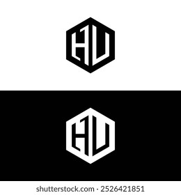 Hexagonal Letter HU Logo Design