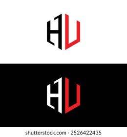 Hexagonal Letter HU Logo Design