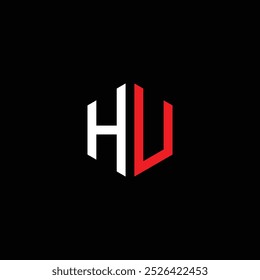 Hexagonal Letter HU Logo Design