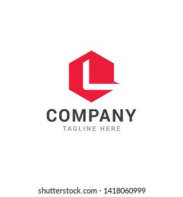 Hexagonal letter L geometric logo design template - Vector