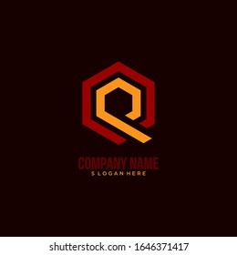 hexagonal letter q logo design vector