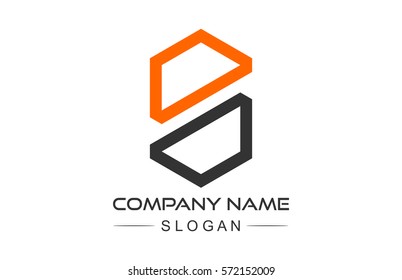 hexagonal letter s geometric logo concept
