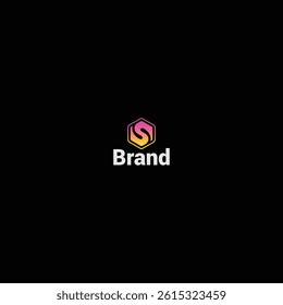 Hexagonal Letter S Logo Design with Black Background