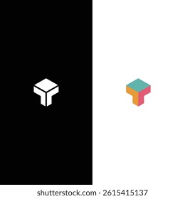 Hexagonal Letter T or YT Structure Roof Logo Design with two colors combination. 