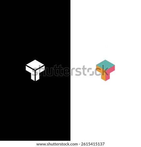 Hexagonal Letter T or YT Structure Roof Logo Design with two colors combination. 