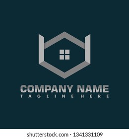 hexagonal letter V real estate architecture vector logo