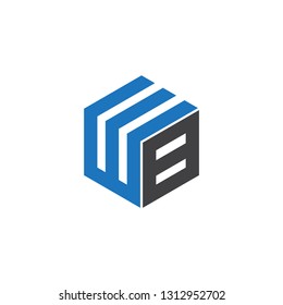 hexagonal letter WB simple and clean logo design Vector 
