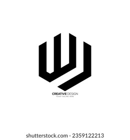 Leyenda hexagonal Wj moderna forma única creativa logotipo de monograma