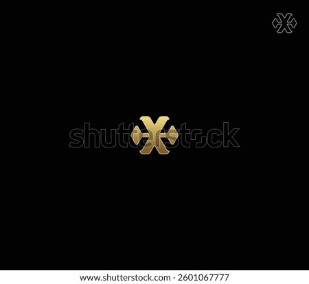 Hexagonal Letter X Logo Design with Golden Gradients on Black Background