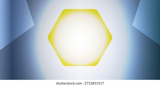 Estouro de luz hexagonal irradiando do centro em um gradiente de tons verdes e azuis moderno elegante