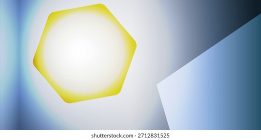 Estallido de luz hexagonal que irradia desde el centro en un gradiente de tonos verdes y azules moderno y elegante