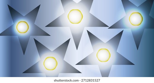 Estallido de luz hexagonal que irradia desde el centro en un gradiente de tonos verdes y azules moderno y elegante