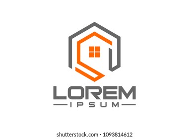 hexagonal line architecture logo
