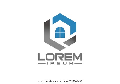 hexagonal line architecture logo