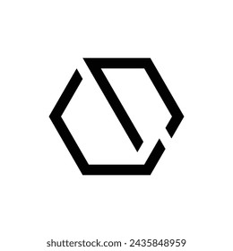 Hexagonal line art letter CD or DC creative clean monogram fashion logo