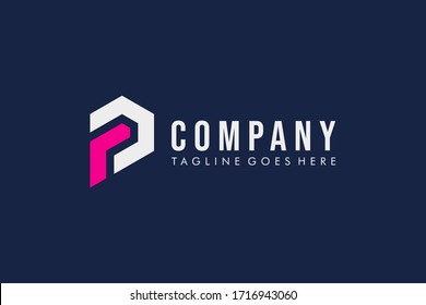 Hexagonal Line Letter F and P Linked Logo. Usable for Business, Real Estate, Architecture, Construction and Building Logos. Flat Vector Logo Design Template Element.