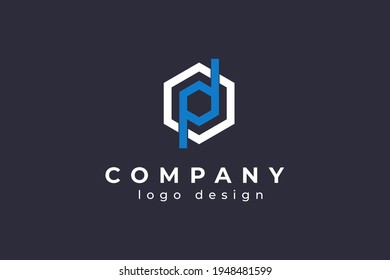 Hexagonal Line Letter P and D Linked Logo. Usable for Business, Real Estate, Architecture, Construction and Building Logos. Flat Vector Logo Design Template Element.