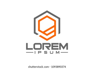 hexagonal line logo letter g