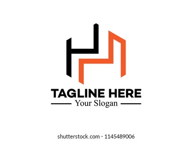 hexagonal line logo letter h