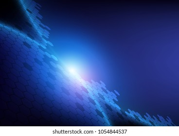 Hexagonal line on spherical light, Technology abstract, Sci-Fi and engineering concept, Vector illustration background, Backdrop, wallpaper, template.