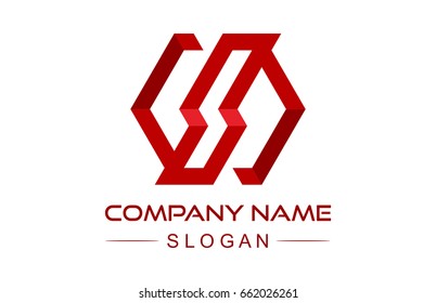 hexagonal line origami letter s electricity logo