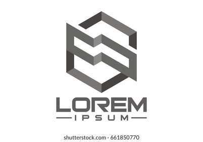 hexagonal line origami logo concept