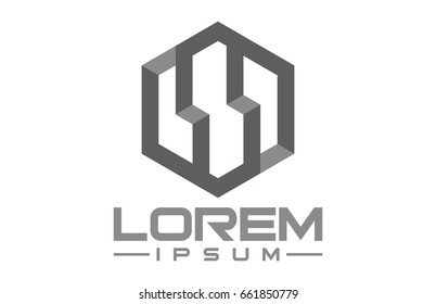 hexagonal line origami logo concept