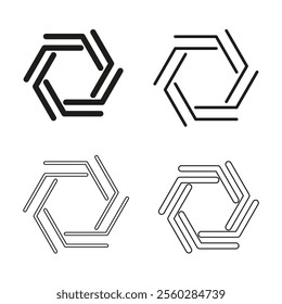 Hexagonal line symbol. Abstract geometric icon. Black hexagon outline. Minimalist shape vector.