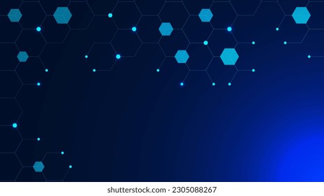 Hexagonal lines and shapes with particles for medical, chemistry, science and technology background design. Vector illustration.