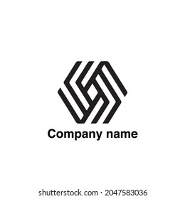 Hexagonal logo black color lines in it