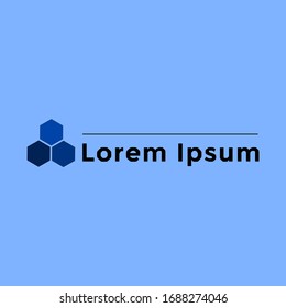 das sechseckige Logo mit blauer Farbe