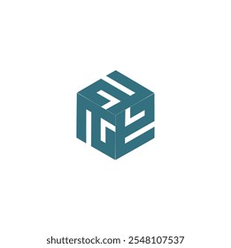 A hexagonal logo with a complex pattern of intersecting lines and shapes, resembling a 3D cube.