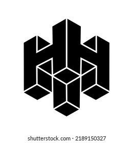 Logo hexagonal con doble H inicial. Diseño de logotipo