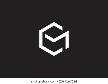 hexagonal logo initial letter C M