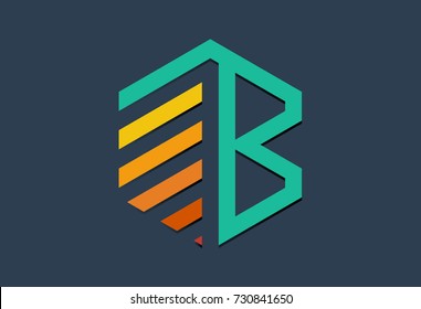 hexagonal logo letter b