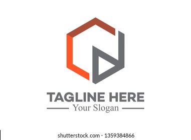 hexagonal logo letter c and d
