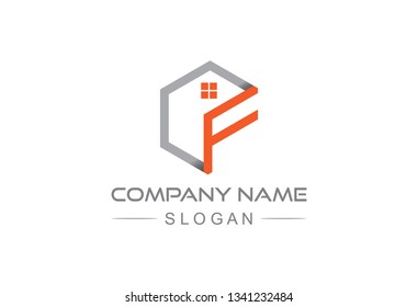 hexagonal logo letter f architecture building
