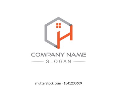 hexagonal logo letter h architecture building
