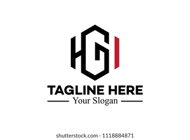 hexagonal logo letter h and g