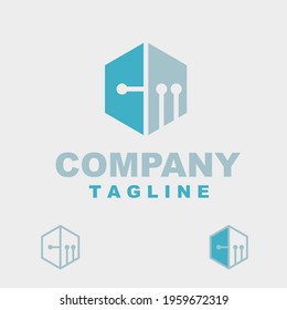 Hexagonal logo with network symbol or technology